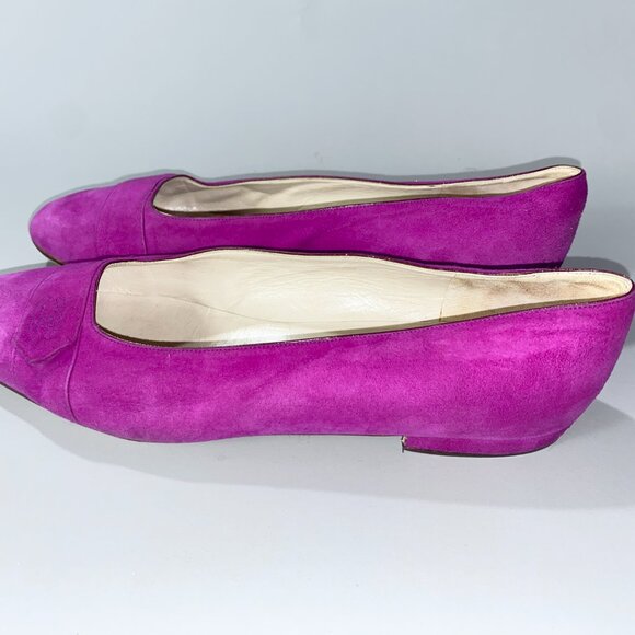CHANEL Vintage Fuchsia Suede Flats Made in Italy Size 8.5 - Picture 5 of 9